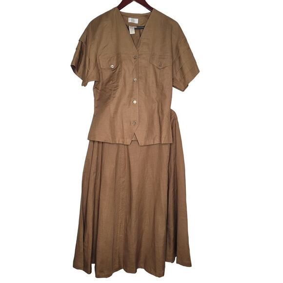 Apart 2 Piece Outfit Jacket & Skirt Size 12 Brown hue Linen and cotton - Picture 1 of 6